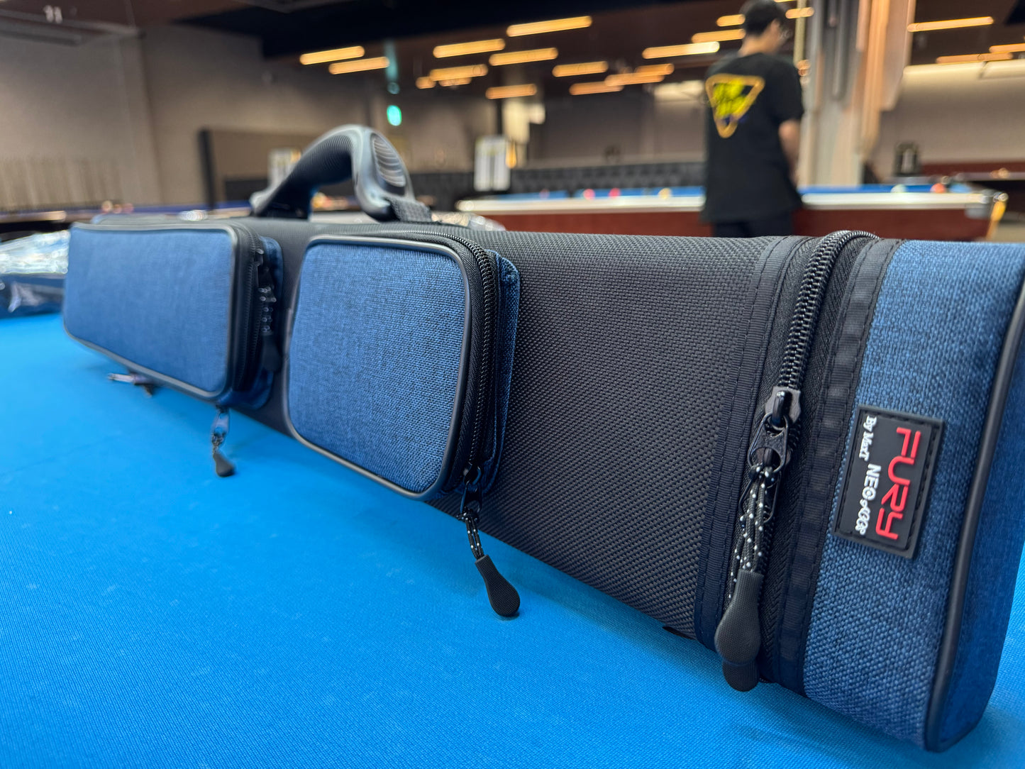 fury cue case 威利 3B5S 藍色硬孔雙肩球桶